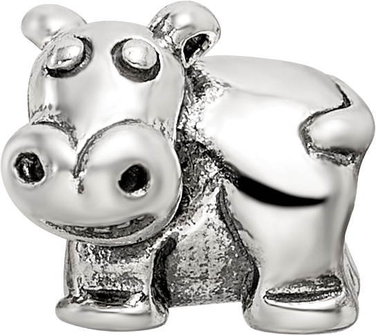 Sophia Jewelers Sterling Silver Kids Hippo Bead with Antiqued Finish 925