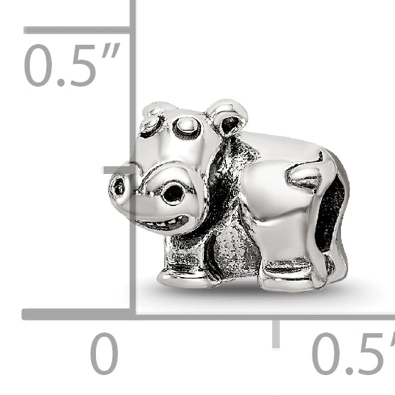 Sophia Jewelers Sterling Silver Kids Hippo Bead with Antiqued Finish 925