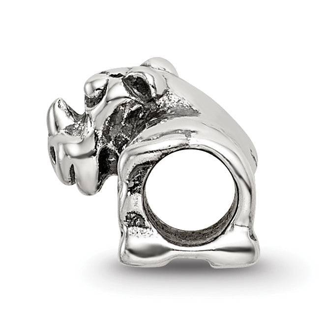 Sterling Silver 925 Kids Rhino Bead with Antiqued Finish Solid Design Secondary image