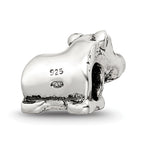 Sterling Silver 925 Kids Rhino Bead with Antiqued Finish Solid Design