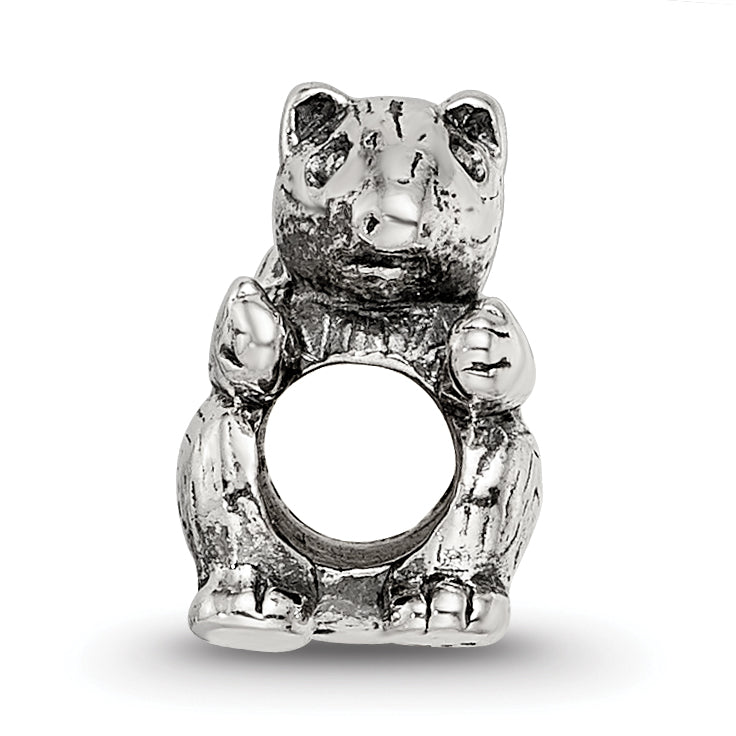 Sterling Silver 925 Kids Squirrel Bead with Antiqued Finish Solid Design Secondary image