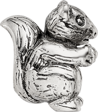 Sterling Silver 925 Kids Squirrel Bead with Antiqued Finish Solid Design