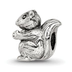 Sterling Silver 925 Kids Squirrel Bead with Antiqued Finish Solid Design