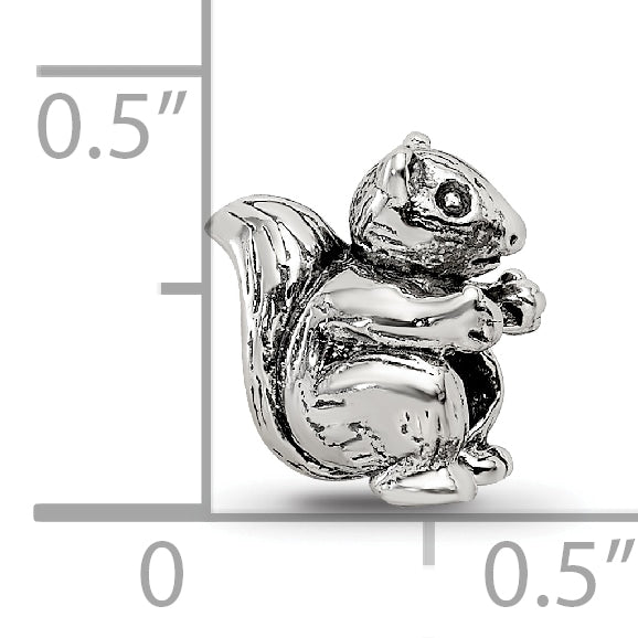 Sterling Silver 925 Kids Squirrel Bead with Antiqued Finish Solid Design