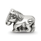 Sterling Silver 925 Kids Horse Bead with Antiqued Finish Solid Design