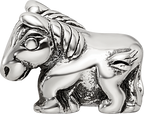 Sterling Silver 925 Kids Horse Bead with Antiqued Finish Solid Design