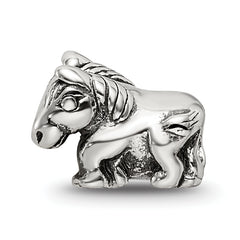 Sterling Silver 925 Kids Horse Bead with Antiqued Finish Solid Design