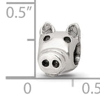 Sterling Silver 925 Kids Pig Bead with Antiqued Finish Solid Design