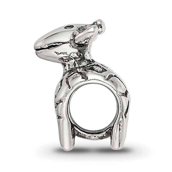 Sterling Silver 925 Kids Giraffe Bead with Antiqued Finish
