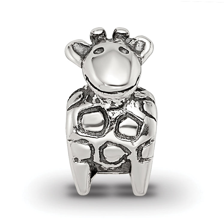 Sterling Silver 925 Kids Giraffe Bead with Antiqued Finish