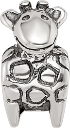 Sterling Silver 925 Kids Giraffe Bead with Antiqued Finish