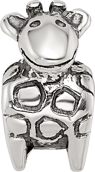 Sterling Silver 925 Kids Giraffe Bead with Antiqued Finish