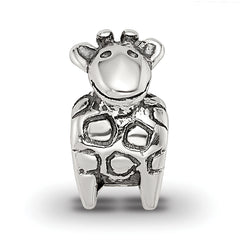 Sterling Silver 925 Kids Giraffe Bead with Antiqued Finish