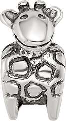Sterling Silver 925 Kids Giraffe Bead with Antiqued Finish