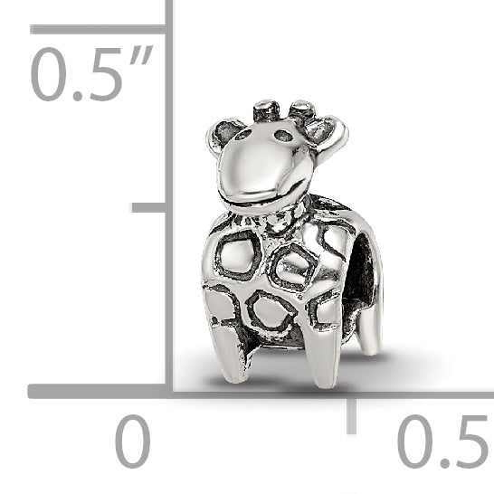 Sterling Silver 925 Kids Giraffe Bead with Antiqued Finish