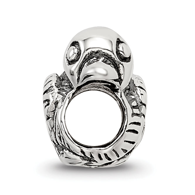 Sterling Silver 925 Kids Duck Bead with Antiqued Finish for Charm Bracelets