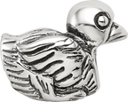 Sterling Silver 925 Kids Duck Bead with Antiqued Finish for Charm Bracelets