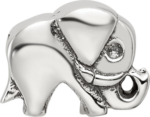 Sterling Silver 925 Kids Elephant Bead with Antiqued Finish Solid Design