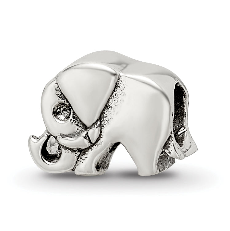 Sterling Silver 925 Kids Elephant Bead with Antiqued Finish Solid Design