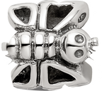 Sterling Silver 925 Kids Butterfly Bead with Antiqued Finish Solid Design