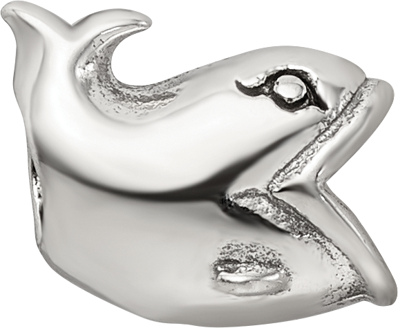 Sterling Silver 925 Kids Whale Bead with Antiqued Finish Solid and Casted