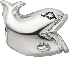 Sterling Silver 925 Kids Whale Bead with Antiqued Finish Solid and Casted