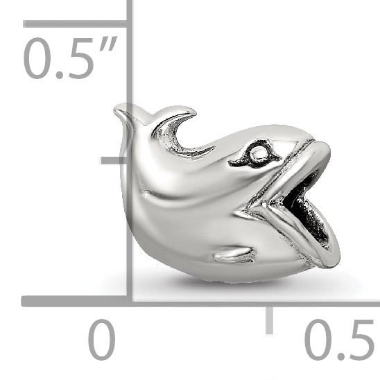 Sterling Silver 925 Kids Whale Bead with Antiqued Finish Solid and Casted