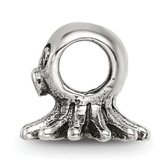 Sterling Silver 925 Kids Octopus Bead with Antiqued Finish Solid Design