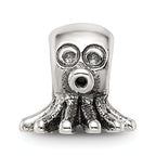 Sterling Silver 925 Kids Octopus Bead with Antiqued Finish Solid Design