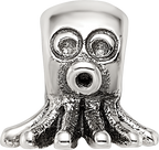 Sterling Silver 925 Kids Octopus Bead with Antiqued Finish Solid Design