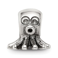Sterling Silver 925 Kids Octopus Bead with Antiqued Finish Solid Design