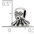 Sterling Silver 925 Kids Octopus Bead with Antiqued Finish Solid Design