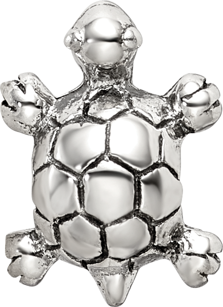 Sterling Silver 925 Kids Turtle Bead with Antiqued Finish Solid and Durable Design