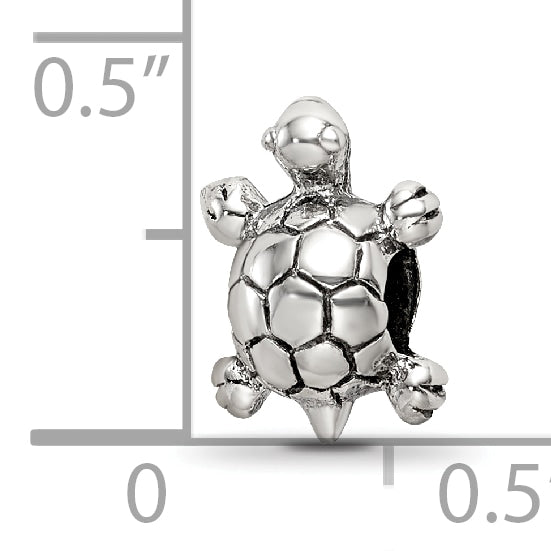 Sterling Silver 925 Kids Turtle Bead with Antiqued Finish Solid and Durable Design