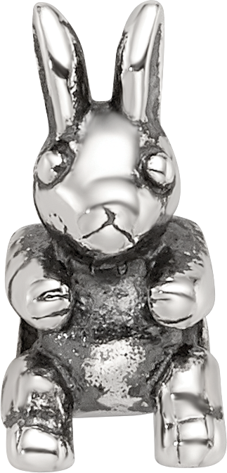 Sterling Silver 925 Kids Bunny Bead Antique Finish Solid Charm