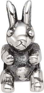 Sterling Silver 925 Kids Bunny Bead Antique Finish Solid Charm