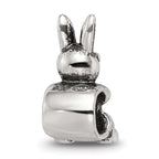 Sterling Silver 925 Kids Bunny Bead Antique Finish Solid Charm