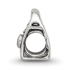 Sterling Silver 925 Kids CZ Handbag Bead with Antiqued Finish