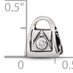 Sterling Silver 925 Kids CZ Handbag Bead with Antiqued Finish