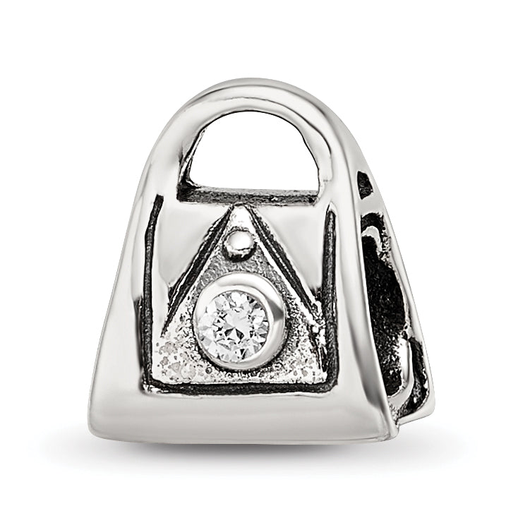 Sterling Silver Reflections Kids CZ Handbag Bead Main image