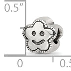 Sterling Silver 925 Kids Smiley Flower Bead with Antiqued Finish