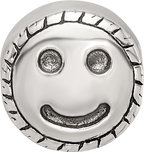 Sterling Silver 925 Smiley Face Kids Bead with Antiqued Finish