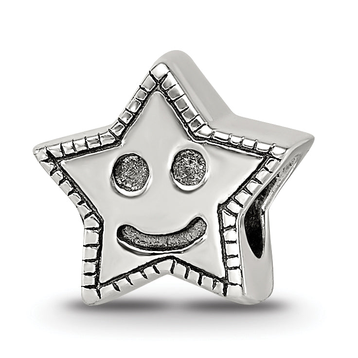 Sterling Silver Reflections Kids Smiley Star Bead Main image