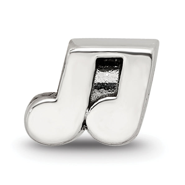 Sterling Silver 925 Kids Bead with Music Note Design Antiqued Finish
