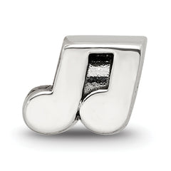 Sterling Silver 925 Kids Bead with Music Note Design Antiqued Finish