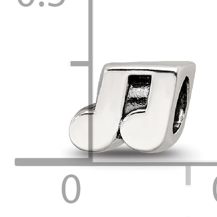 Sterling Silver 925 Kids Bead with Music Note Design Antiqued Finish