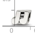 Sterling Silver 925 Kids Bead with Music Note Design Antiqued Finish