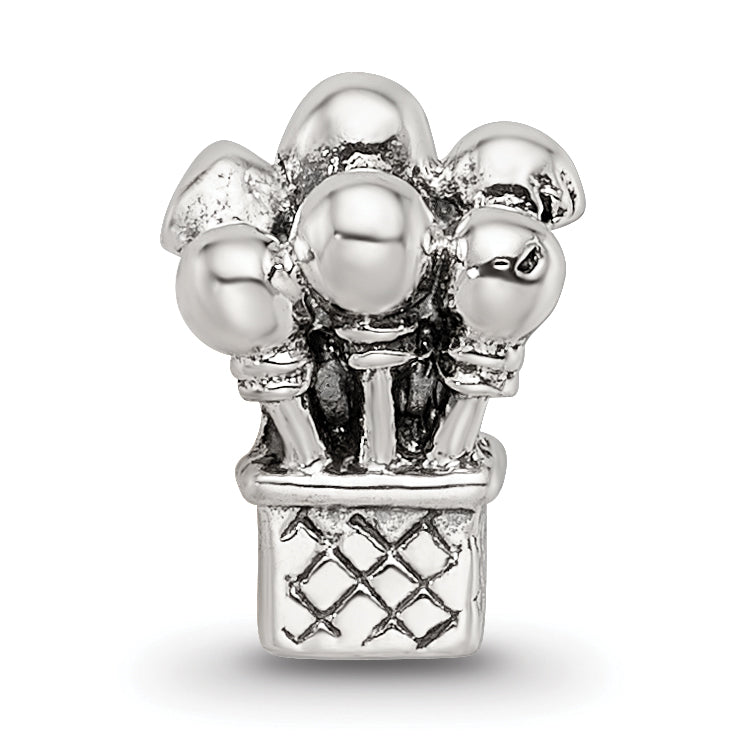 Sterling Silver 925 Kids Balloon Bead with Antiqued Finish