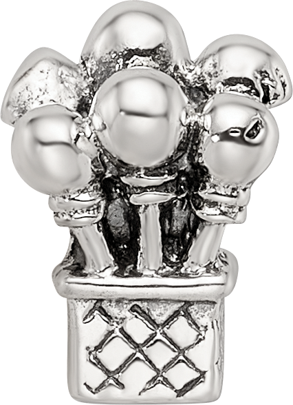 Sterling Silver 925 Kids Balloon Bead with Antiqued Finish
