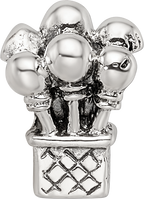 Sterling Silver 925 Kids Balloon Bead with Antiqued Finish